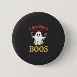 Am Here Boos Halloween Ghost Wine Glasses Spider W 2 Inch Round Button