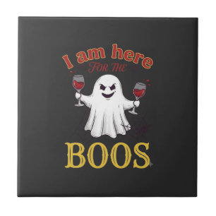 Am Here Boos Halloween Ghost Wine Glasses Spider W Tile
