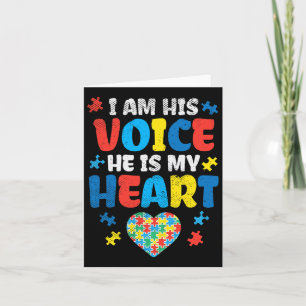 Am His Voice He Is My Heart Autism Awareness Asl S Card