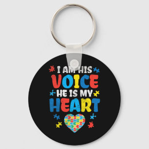 Am His Voice He Is My Heart Autism Awareness Asl S Keychain