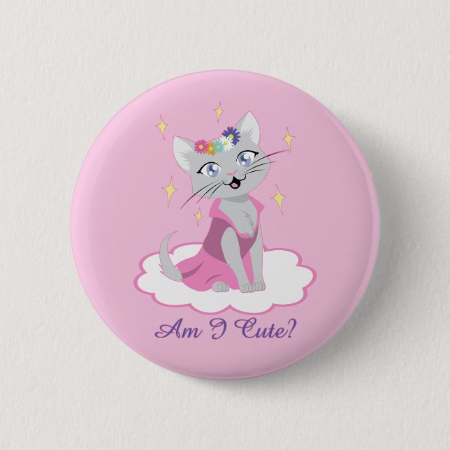 Am I Cute? 2 Inch Round Button (Front)