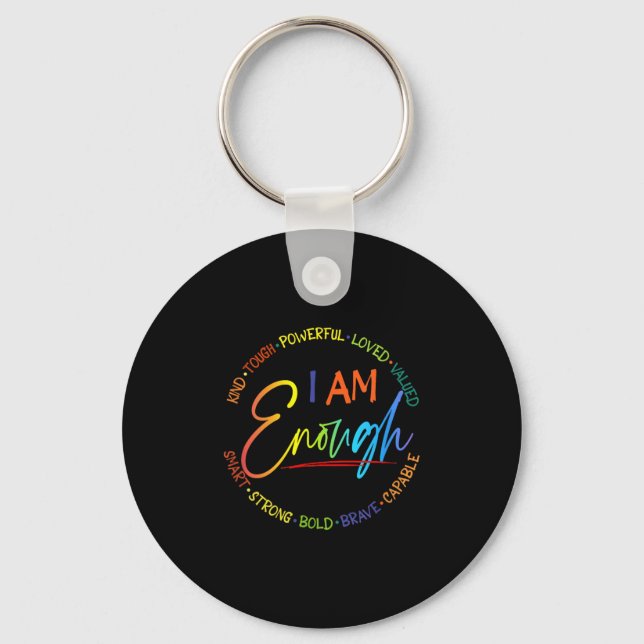 Am I Enough, Kind, Powerful, Loved, Valued, Smart, Keychain (Front)