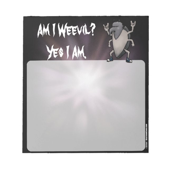 Am I Weevil Heavy Metal Cartoon Notepad (Front)