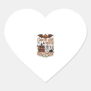 Am Love Halloween Haunted House Skeleton Pumpkin_1 Heart Sticker