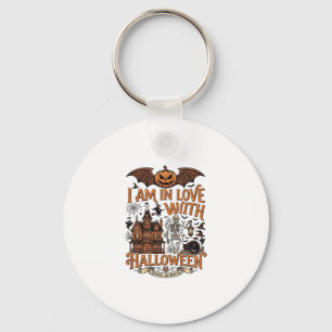 Am Love Halloween Haunted House Skeleton Pumpkin_1 Keychain