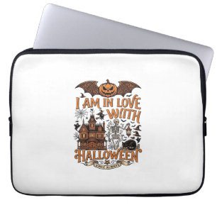 Am Love Halloween Haunted House Skeleton Pumpkin_1 Laptop Sleeve