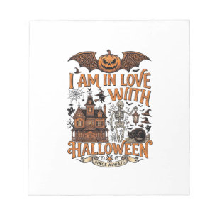 Am Love Halloween Haunted House Skeleton Pumpkin_1 Notepad
