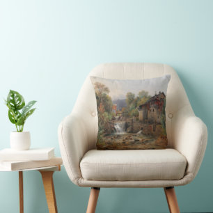 "Am Mühlenbach" (By the Mill Stream) Throw Pillow