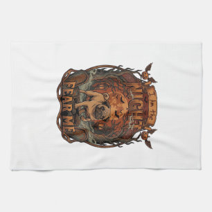 Am Night Fear Me Pug Halloween Moon_1 Kitchen Towel