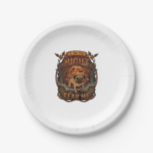 Am Night Fear Me Pug Halloween Moon_1 Paper Plate
