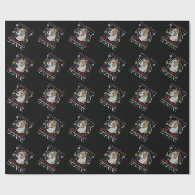 Am Staffordshire Merry Christmas Ugly Sweater Wrapping Paper (Flat)