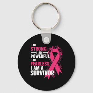 Am Strong Powerful Fearless Breast Cancer Awarenes Keychain