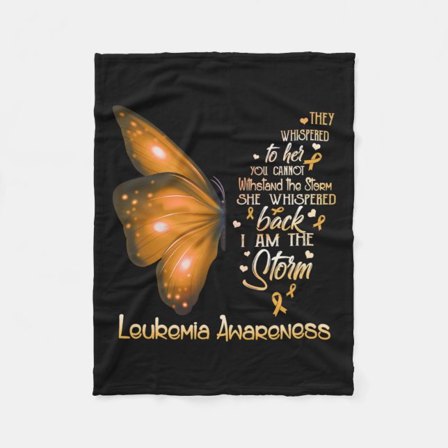 Am The Storm Leukaemia Awareness Butterfly  Fleece Blanket (Front)
