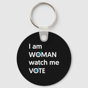 Am Woman Watch Me Vote 2024 Blue Wave Vote Keychain