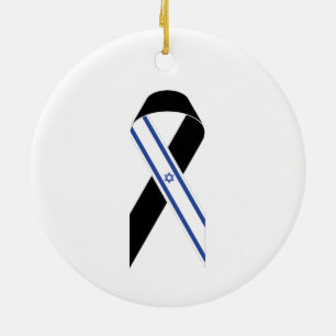 Am Yisrael Chai hebrew custom text Israel ribbon Ceramic Ornament