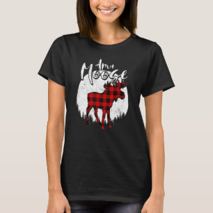 Ama Moose Red Plaid Buffalo Matching Family Pajama T-Shirt