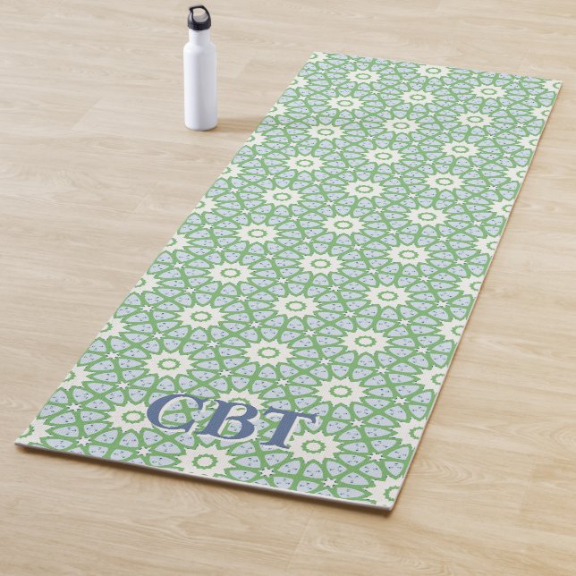 Amal Star Lattice in Slate and Green Personalized Yoga Mat (In Situ)