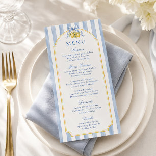 Amalfi Blue and White Stripes Lemon Baby Shower  Menu