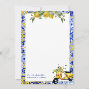 Amalfi Blue Tile Italien Scooter Lemons Carte pour