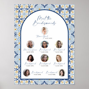 Amalfi Blue Tile Meet The Bridesmaids Bride Shower Poster