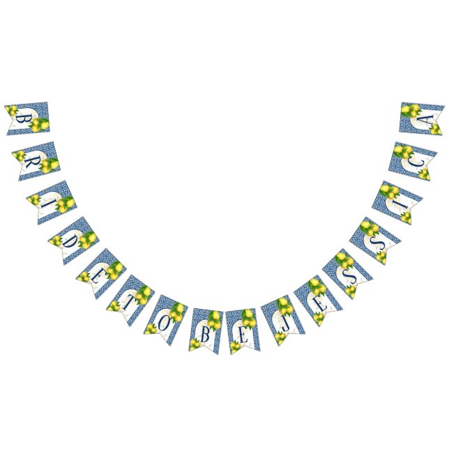 Amalfi blue tiles lemons bride to be 7 letter name bunting flags (All)