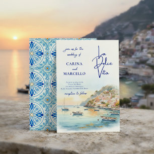 Amalfi Coast Amore   La Dolce Vita Sunset Wedding Invitation