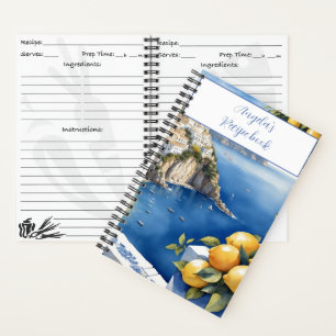 Amalfi Coast blue tiles lemons   your name recipe  Notebook
