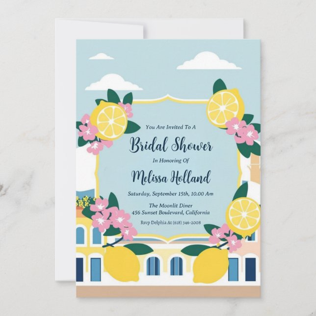 amalfi coast bridal shower invitations (Front)