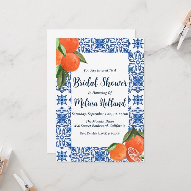 amalfi coast bridal shower invitations (Front/Back In Situ)