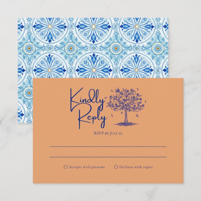 Amalfi Coast Citrus Orange Wedding RSVP Card (Front/Back)