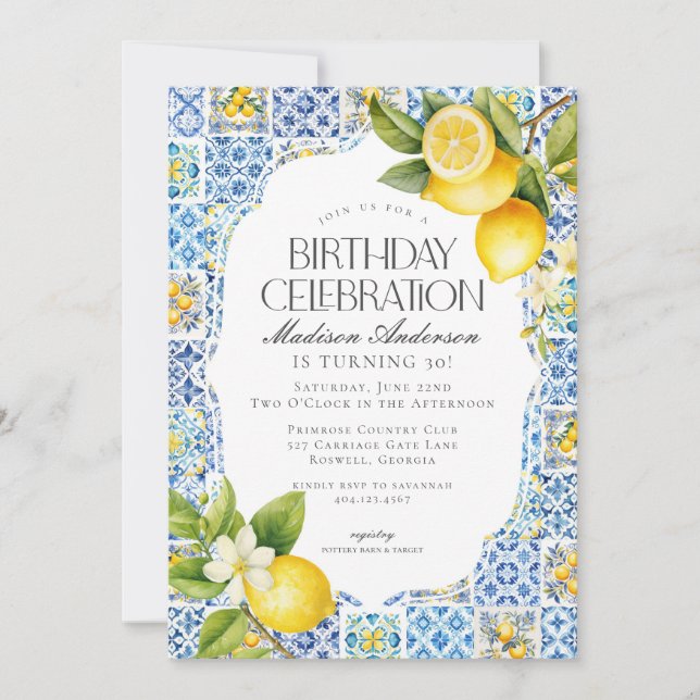 Amalfi Coast Coastal Italian Birthday Invitation (Front)