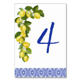 Amalfi Coast I Italian Lemon & Blue Tile Details Table Number