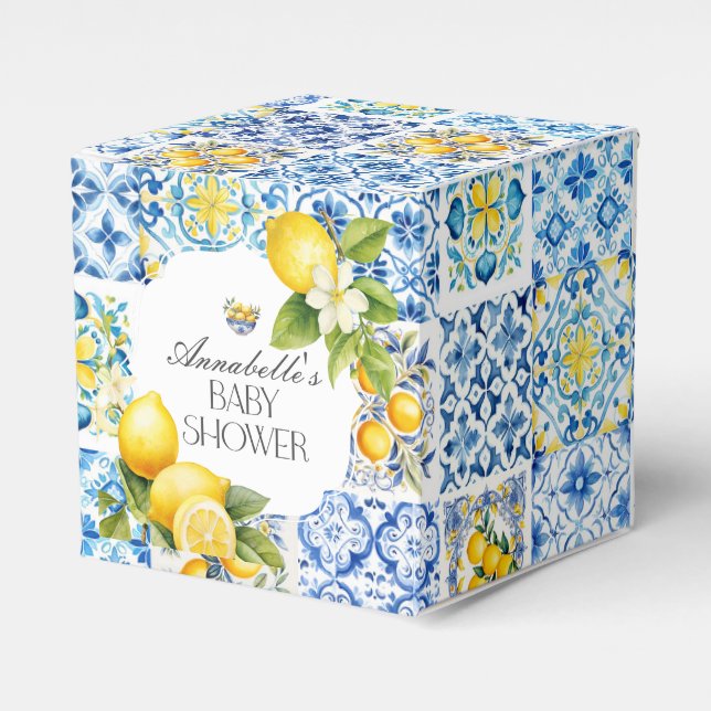 Amalfi Coast Italian Baby Shower Dessert Favours Favor Box (Front Side)