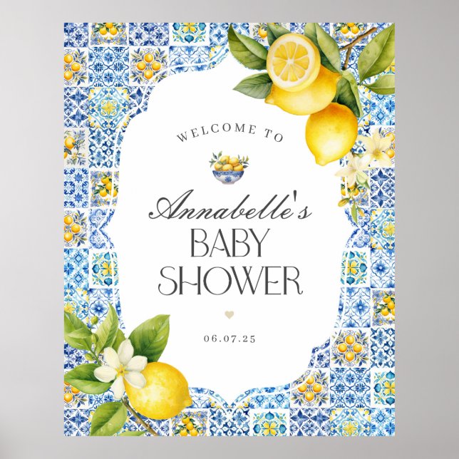Amalfi Coast Italian Baby Shower Welcome Sign (Front)