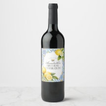 Amalfi Coast Italian Birthday Party Barware Wine Label