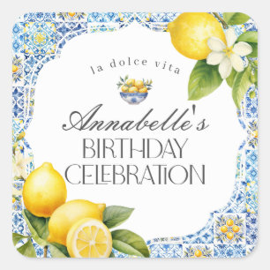 Amalfi Coast Italian Birthday Party Envelope  Square Sticker