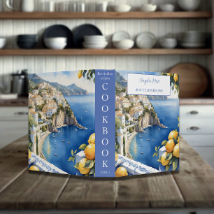Amalfi Coast Italian Blue Tiles Lemon Cookbook Binder