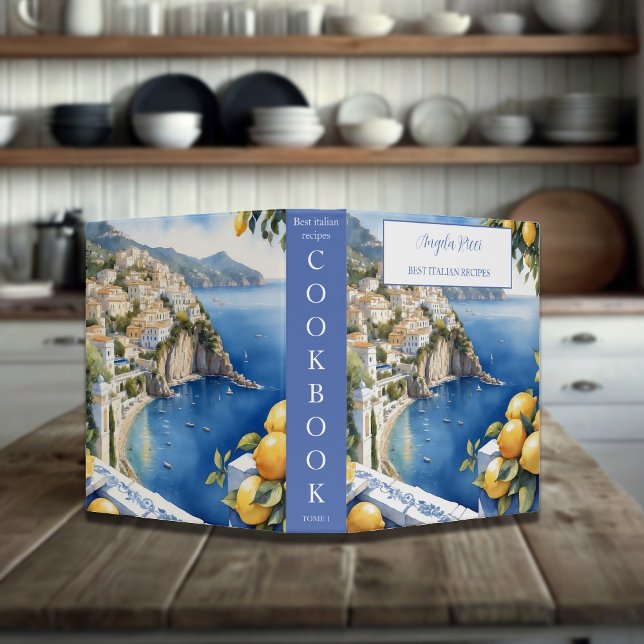 Amalfi Coast Italian Blue Tiles Lemon Cookbook Binder (Creator Uploaded)