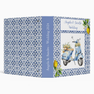 Amalfi Coast Italian Blue Tiles Scooter Wedding Binder