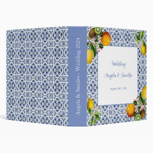 Amalfi Coast Italian Blue Tiles Wedding Binder