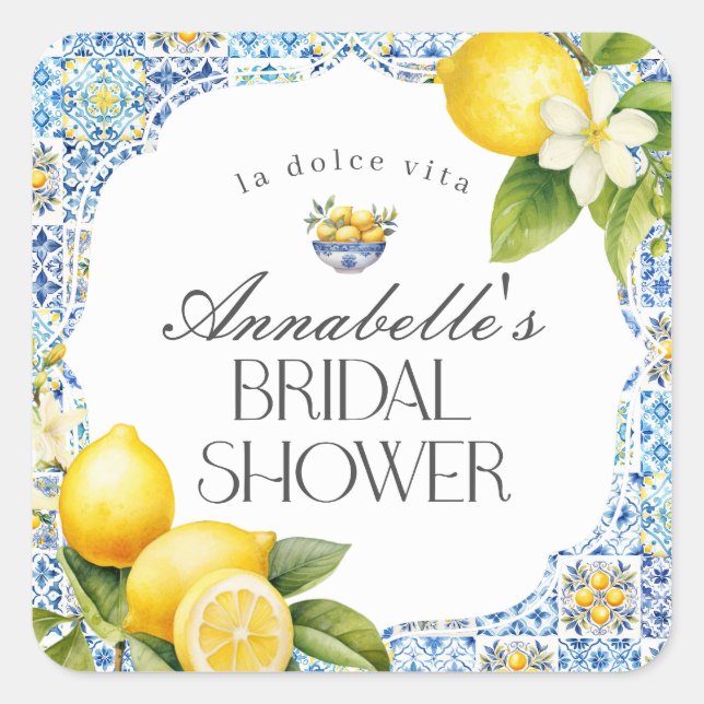 Amalfi Coast Italian Bridal Shower Envelope Square Sticker (Front)