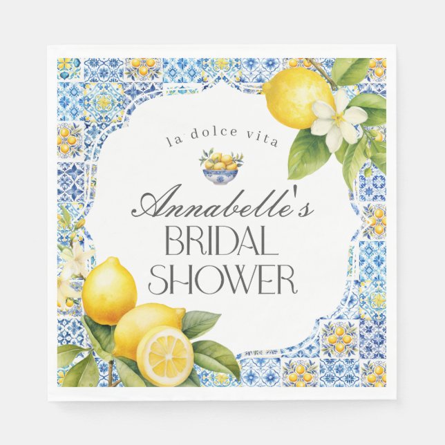 Amalfi Coast Italian Bridal Shower Table Decor Napkin (Front)