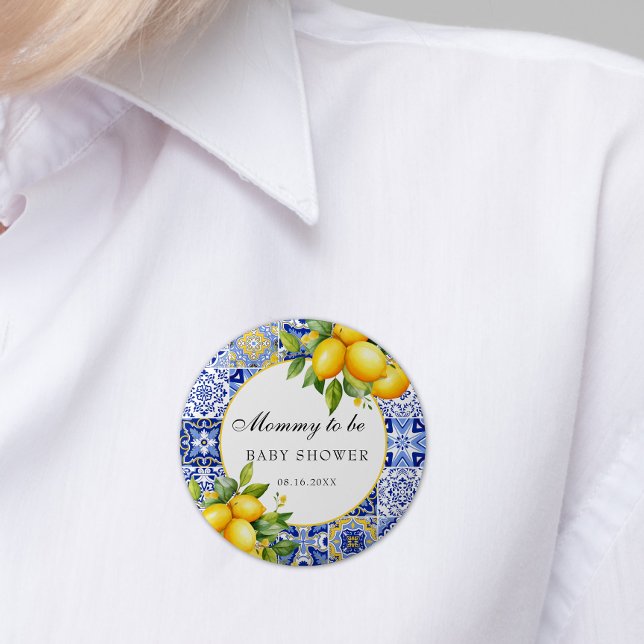 Amalfi Coast Italian Citrus Lemon Baby Shower 2 Inch Round Button (Creator Uploaded)