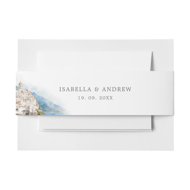 Amalfi Coast Italian Wedding  Invitation Belly Band (Front Example)