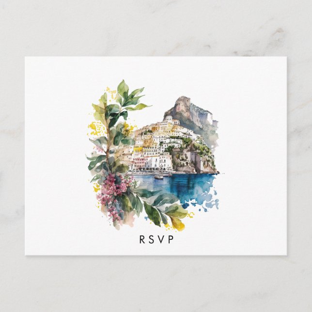 Amalfi Coast Italien mariage rsvp carte postale (Devant)