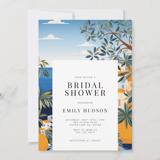 Amalfi Coast Italy Bridal Shower Invitation (Front)