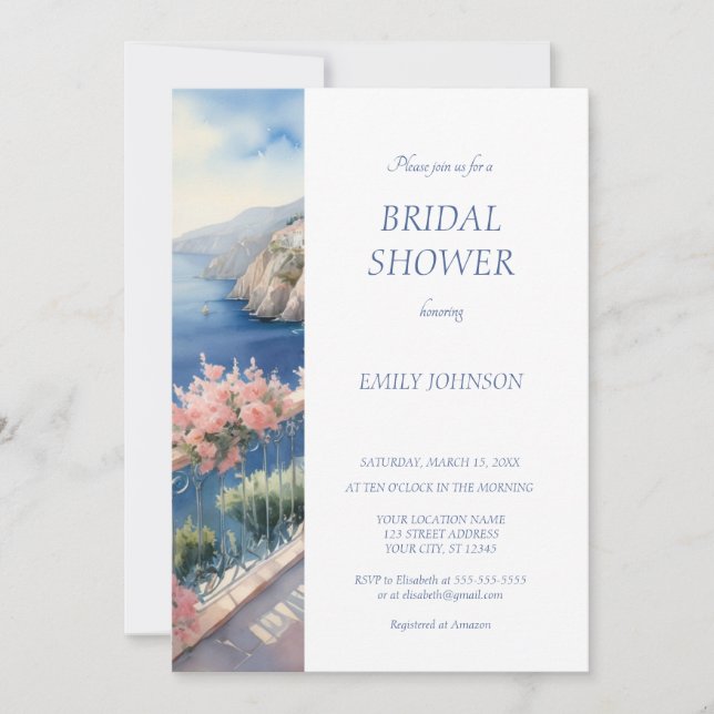 Amalfi Coast Italy Bridal Shower  Invitation (Front)