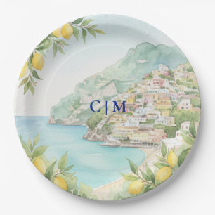 Amalfi Coast Italy Lemon Wedding Paper Plate