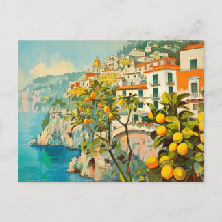 Amalfi Coast, Italy Retro Travel Postcard