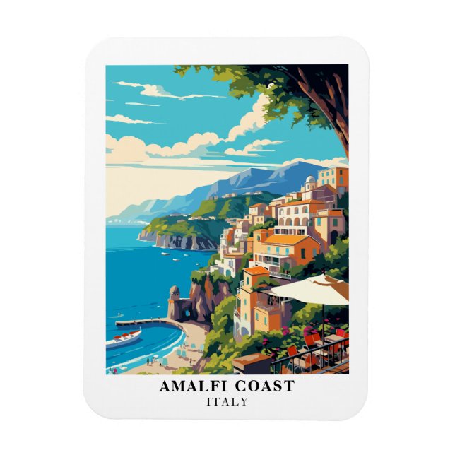 Amalfi Coast Italy Retro Travel Souvenir  Magnet (Vertical)